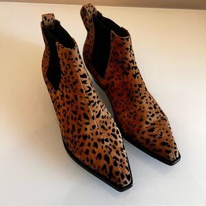 rag & bone | Brown & Black textured leather designer slip on Ankle Boots